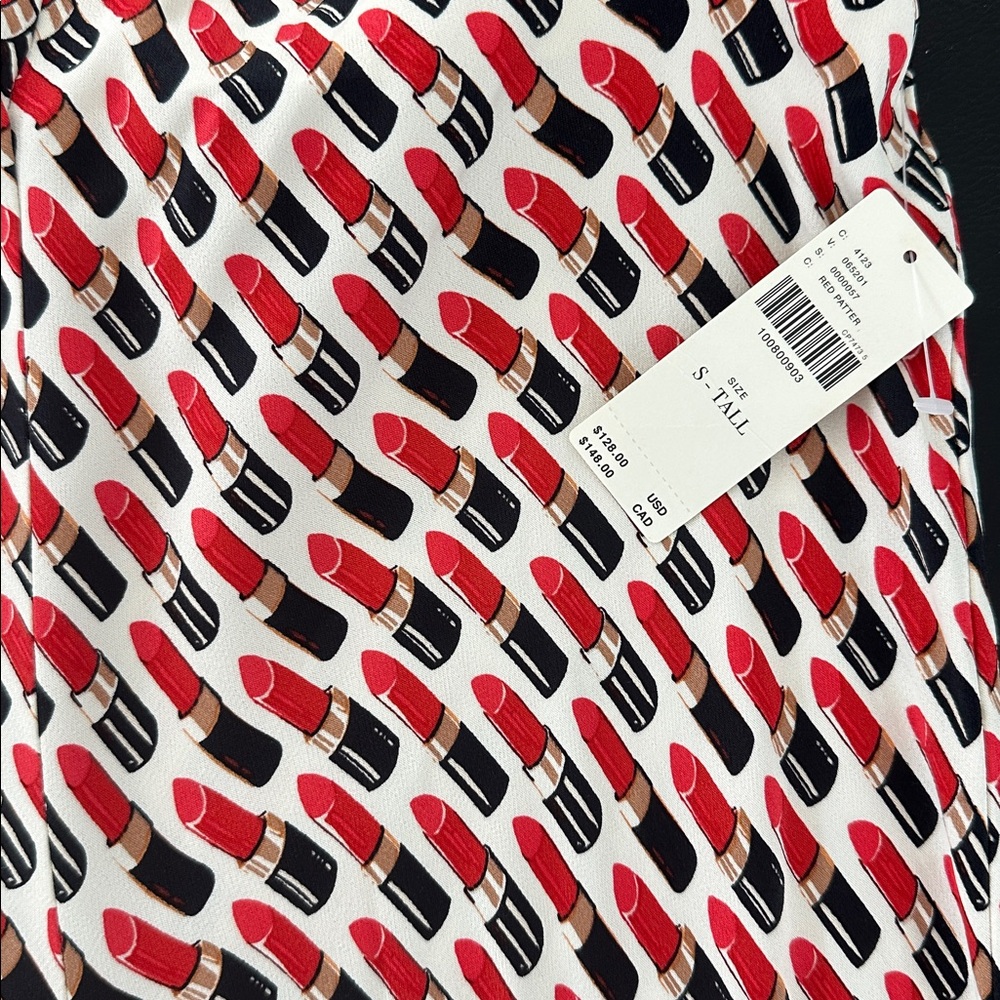 Anthropologie The Tilda Pants: Lipstick Print in  Size Small Tall - Picture 3 of 7